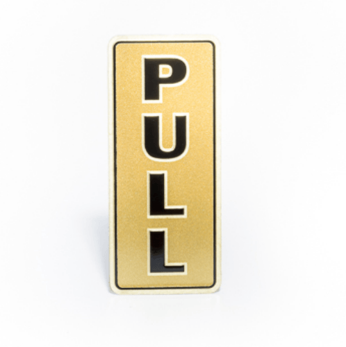 ป้ายอลูฯ SGB9101-89(PULL สีทอง ขนาด 3x7 ซม.)