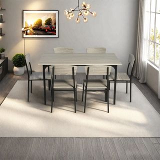 Delicato ชุดโต๊ะอาหาร 6 ที่นั่ง รุ่น Kuro โต๊ะ:140X80X76ซม. เก้าอี้:44x45x82.4ซม. สีน้ำตาลเข้ม