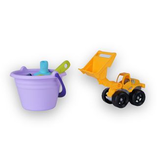 TOYS ของเล่นชุดรถแบคโฮชายหาดและอุปกรณ์ 7 ชิ้น รุ่น HG-1229 ขนาด 18x17x22 ซม. คละสี