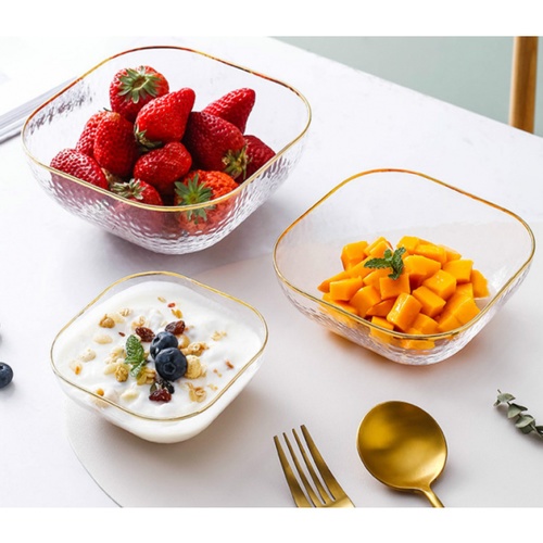 ADAMAS ถ้วยแก้วทรงเหลี่ยมขอบทอง 4นิ้ว JORINA-G