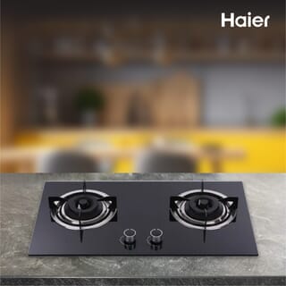 HAIER เตาแก๊สแบบฝังหน้ากระจก 2 หัวเตา HGH732K-B2