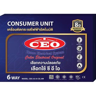 CEO เครื่องตัดไฟฟ้าอัตโนมัติ 6 ช่อง 63A กันดูด