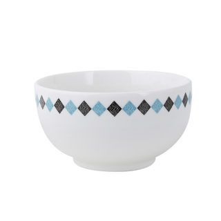 ADAMAS ถ้วยเซรามิค 4.5 นิ้ว ลายสี่เหลี่ยม ARA สีขาว