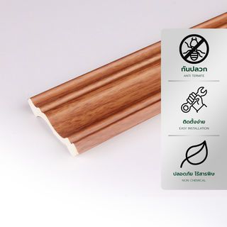 GREAT WOOD ไม้บัวบน PVC  FCR-0503A (CH01) 50x9.5x2700มม. สีสัก