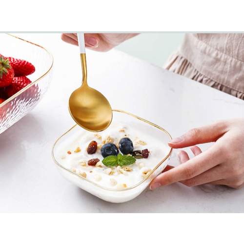 ADAMAS ถ้วยแก้วทรงเหลี่ยมขอบทอง 4นิ้ว JORINA-G