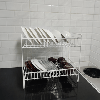 CLOSE ชั้นตะแกรงเหล็กคว่ำจาน 2 ชั้น TT-229 ขนาด 42x32x39 ซม. สีขาว