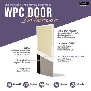 ECO-DOOR  ประตู WPC  รุ่น WP2 ภายใน ขนาด 80x200 ซม. สีไอเวอรี่เกรย์ (ไม่เจาะลูกบิด)