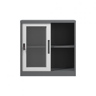 SMITH  ตู้เก็บเอกสารแบบกระจกบานเลื่อน  รุ่น Arlo ขนาด 40x90x90ซม. สีขาว-เทา