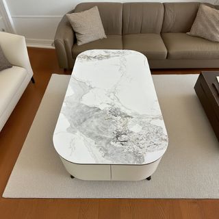 DELICATO โต๊ะกลางหน้าท็อปหินอ่อน รุ่น ZENO ขนาด 130x70x40 ซม. สีเทามิสต์เกรย์