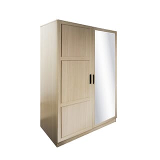 DELICATO ตู้เสื้อผ้า 4 ฟุต 1 บานกระจก 1 บานไม้ รุ่นอแมนด้า ขนาด 119x56x179 ซม.สีบีช