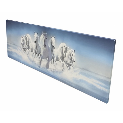 NICE ภาพพิมพ์ผ้าใบ Fengshui C12040-3 ขนาด 40x120ซม. กลุ่มม้าสีขาววิ่ง