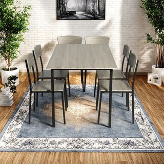 Delicato ชุดโต๊ะอาหาร 6 ที่นั่ง รุ่น Kuro โต๊ะ:140X80X76ซม. เก้าอี้:44x45x82.4ซม. สีน้ำตาลเข้ม