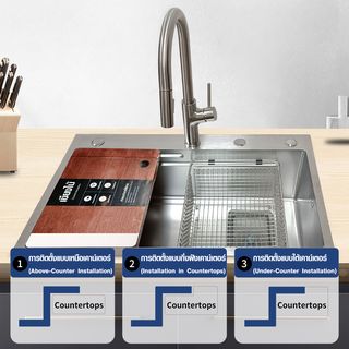 KOCH KITCHEN อ่างล้างจาน 1 หลุมไม่มีที่พัก SS304 75x46x22 ซม. MATINA สีเงิน