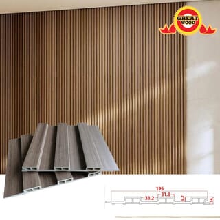 GREAT WOOD ไม้ระแนงตกแต่งผนัง WPC W195-14  195*14*2900 มม.  Oak