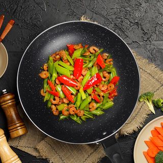 Koch Kitchen กระทะเทฟล่อนทรงลึกเคลือบหินอ่อน 28 ซม. พร้อมฝาปิดแก้ว รุ่น DFGJ12