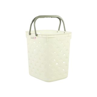 SAKU ตะกร้าลายหนัง รุ่น FT-501/A ขนาด 32.50x39x42 ซม. สีขาว (หูเทา) 