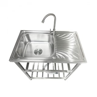 CLOSE อ่างล้างจานพร้อมขาตั้ง 1 หลุมมีที่พัก รุ่น GRACIA-75