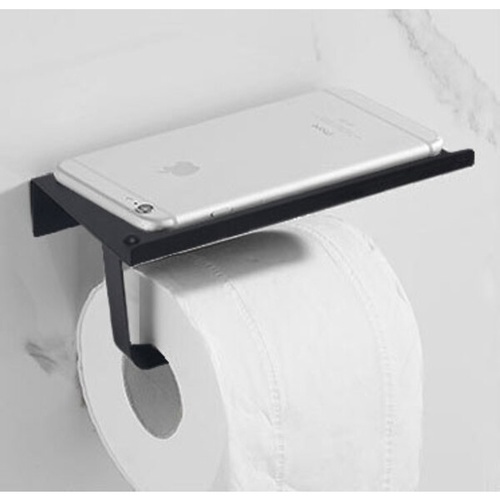 Verno ที่ใส่กระดาษชำระ พร้อมชั้นวางสแตนเลส304 ขนาด 18x10x10 ซม. รุ่น แมมบา02 สีดำ