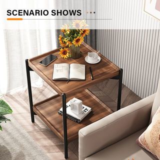DELICATO โต๊ะกลาง รุ่น COMBINE-03 ขนาด 40x40x60 ซม. สีวอลนัท 