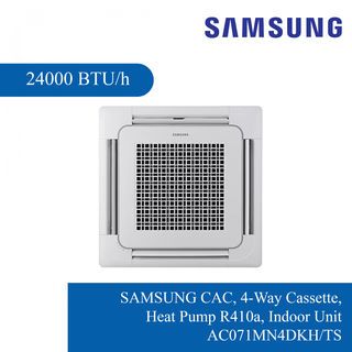 SAMSUNG เครื่องปรับอากาศแบบฝังฝ้า 4 ทิศทาง Inverter ขนาด 24000 BTU รุ่น AC071TN4DKC/TS สีขาว