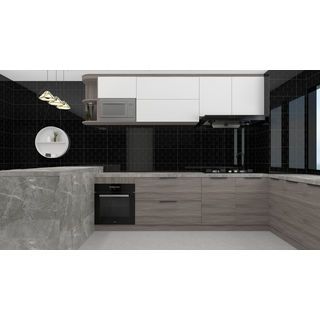 Marbella กระเบื้องเซรามิคปูผนัง 10x16 นิ้ว รุ่น บริค-แบล็ค SRE2510 Gloss (15P)