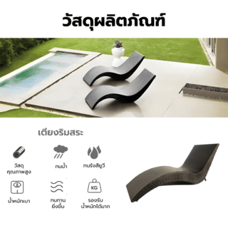 SUMMER SETเตียงริมสระ  Mak ขนาด 65x180x74 ซม. สีดำ