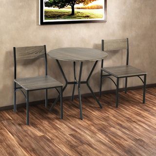 Delicato ชุดโต๊ะอาหารทรงกลม 2 ที่นั่ง รุ่น Mikaโต๊ะ:75X75x76 ซม. เก้าอี้:46X51X82ซม. สีน้ำตาลอ่อน