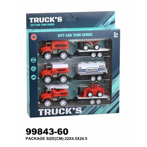 TOYS ของเล่นชุดรถพ่วงดับเพลิง บรรจุ3คัน สีแดง#99843-60(22x4.5x20.5ซม.)
 