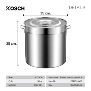 KOSCH หม้อสตูว์พร้อมฝาปิด 304SS 35 ซม. CERRY-W02