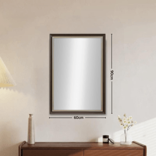 Nice กระจกมีกรอบทรงเหลี่ยม (PS) รุ่น เทียร่า-วู้ด ขนาด 60x90 ซม. สีไม้ธรรมชาติ 