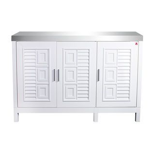 ADVANCED ตู้พร้อมท็อปสเตนเลสหน้าเรียบ 120x50x80 ซม. C1T-5012 สีขาว