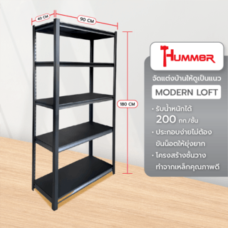 HUMMER ชั้นวางของอเนกประสงค์พื้นเหล็ก 5 ชั้น รุ่น SRFS-180BK ขนาด 90x40x180ซม. สีดำทราย