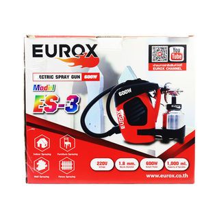 EUROX กาพ่นสีไฟฟ้า 600W ถ้วยพ่นสี 1L รุ่น ES-3 สีแดง