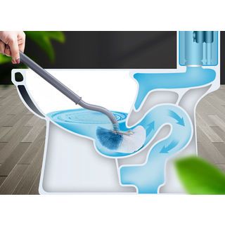 ICLEAN แปรงขัดสุขภัณฑ์หัวงอ รุ่น US43 ขนาด 8x8x39 cm สีฟ้า-ขาว