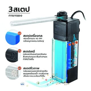 BOYU ปั๊มน้ำพร้อมกรองตู้ปลา รุ่นWF-400 ขนาด78W Qmax400L/H สีดำน้ำเงิน