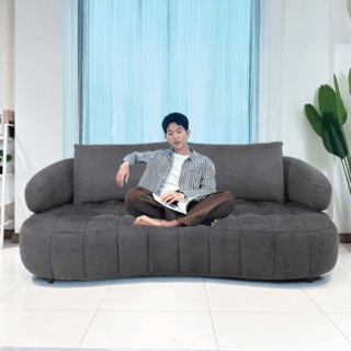 Relax studio โซฟาผ้าปรับอเนกประสงค์ 3 ที่นั่ง ขนาด 222x112-133x88 ซม. รุ่น Kepple สีชาร์โคล