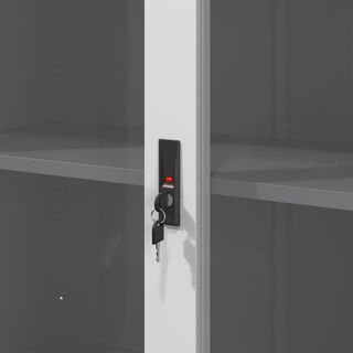 SMITH  ตู้เก็บเอกสารแบบกระจกบานเลื่อน  รุ่น Arlo ขนาด 40x90x90ซม. สีขาว-เทา