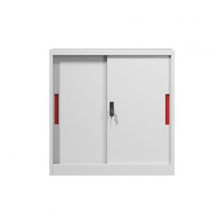 SMITH  ตู้เก็บเอกสารแบบทึบบานเลื่อน รุ่น Artie ขนาด 40x90x90ซม. สีขาว-แดง