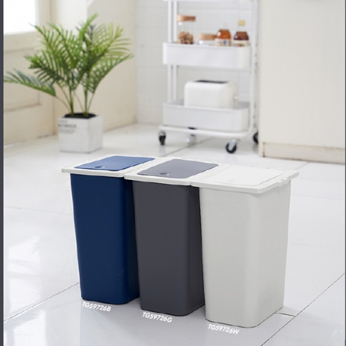 ICLEAN ถังขยะฝากดทรงเหลี่ยม 13 ลิตร รุ่น CONNEXT TG59726W ขนาด 26x17.5x35 ซม. สีครีม