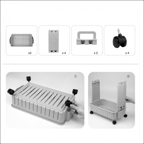 GOME ชั้นวางของ 3 ชั้น ล้อเลื่อน 45x25x83ซม. รุ่น TG55247 สีเทา