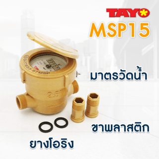 TAYO มิเตอร์น้ำ 1/2นิ้ว  ABS รุ่น MSP15 สีทอง