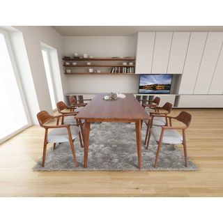 ชุดโต๊ะอาหารไม้สักแท้ รุ่นขาเฉียงเก้าอี้ฮิโรชิม่า 6 ที่นั่ง ขนาด 200x90x80ซม. สีสักทอง สไตล์มินิมอล