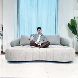 Relax studio โซฟาผ้าปรับอเนกประสงค์ 3 ที่นั่ง ขนาด 222x112-133x88 ซม. รุ่น Kepple สีเทาเงิน