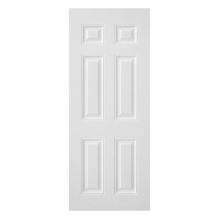 WELLINGTAN ประตูภายนอก UPVC บานทึบ 6ฟักตรง รุ่น UPVC-WE006 ขนาด 80x200ซม. สีขาว (ไม่เจาะลูกบิด)
