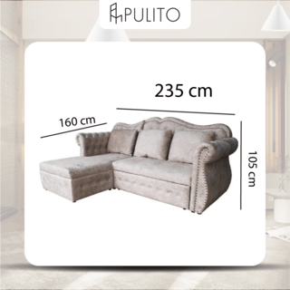 PULITO โซฟาผ้าขนสั้น รุ่น Europa ขนาด 235x160x105ซม. สีครีม