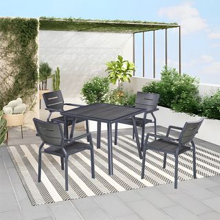 (1/2)SUMMER SETชุดโต๊ะสนาม 4 ที่นั่ง รุ่น Harper ขนาด โต๊ะ: 90x90x75 ซม. เก้าอี้ : 55x61x83 สีดำ