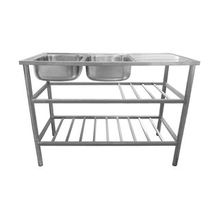 AXIA อ่างล้างจานพร้อมขาตั้ง 2 หลุมมีที่พัก 55x125x95 ซม. PP ST 12050