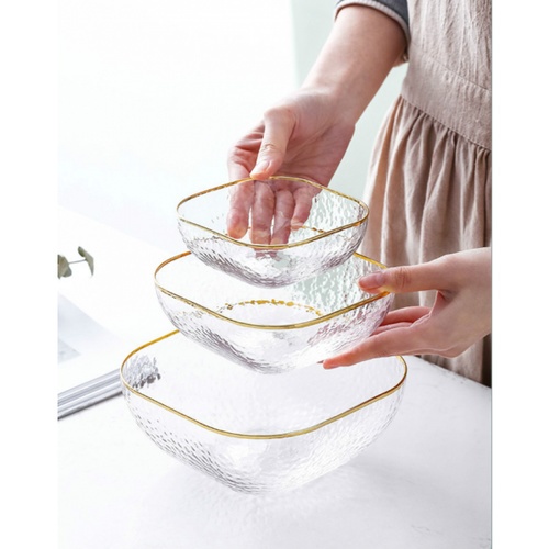 ADAMAS ถ้วยแก้วทรงเหลี่ยมขอบทอง 4นิ้ว JORINA-G