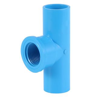 VAVO ข้อต่อสามทางตั้งฉากเกลียวใน หนา 1 นิ้ว(25) สีฟ้า