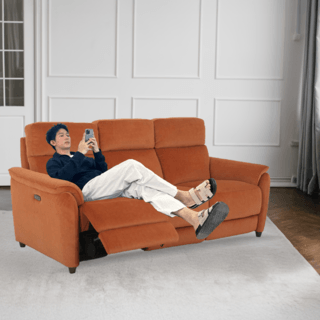 Relax studio โซฟาหนังสังเคราะห์ปรับระดับไฟฟ้า 3 ที่นั่ง ขนาด 205x98-156x100 ซม. รุ่น Orchard  สีคาราเมล